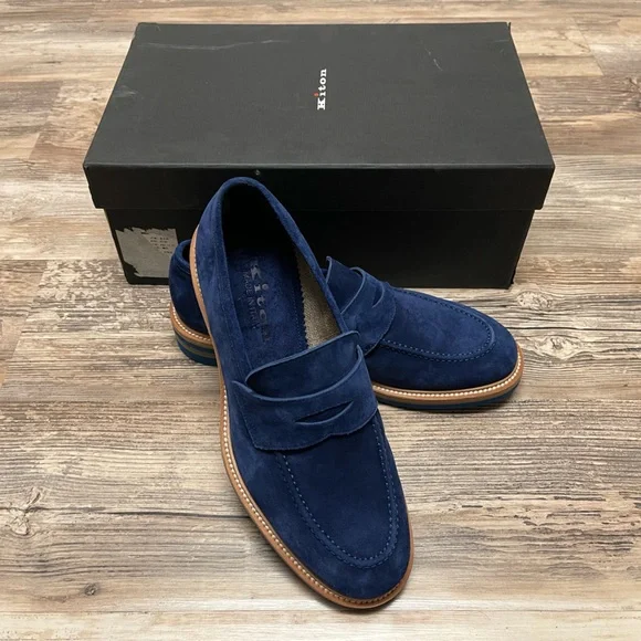 Kiton | Shoes | Kiton Loafers Mens Royal Blue Suede Kiton  display picture 3